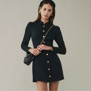 Reformation Hugh Button Mini Dress black size 6